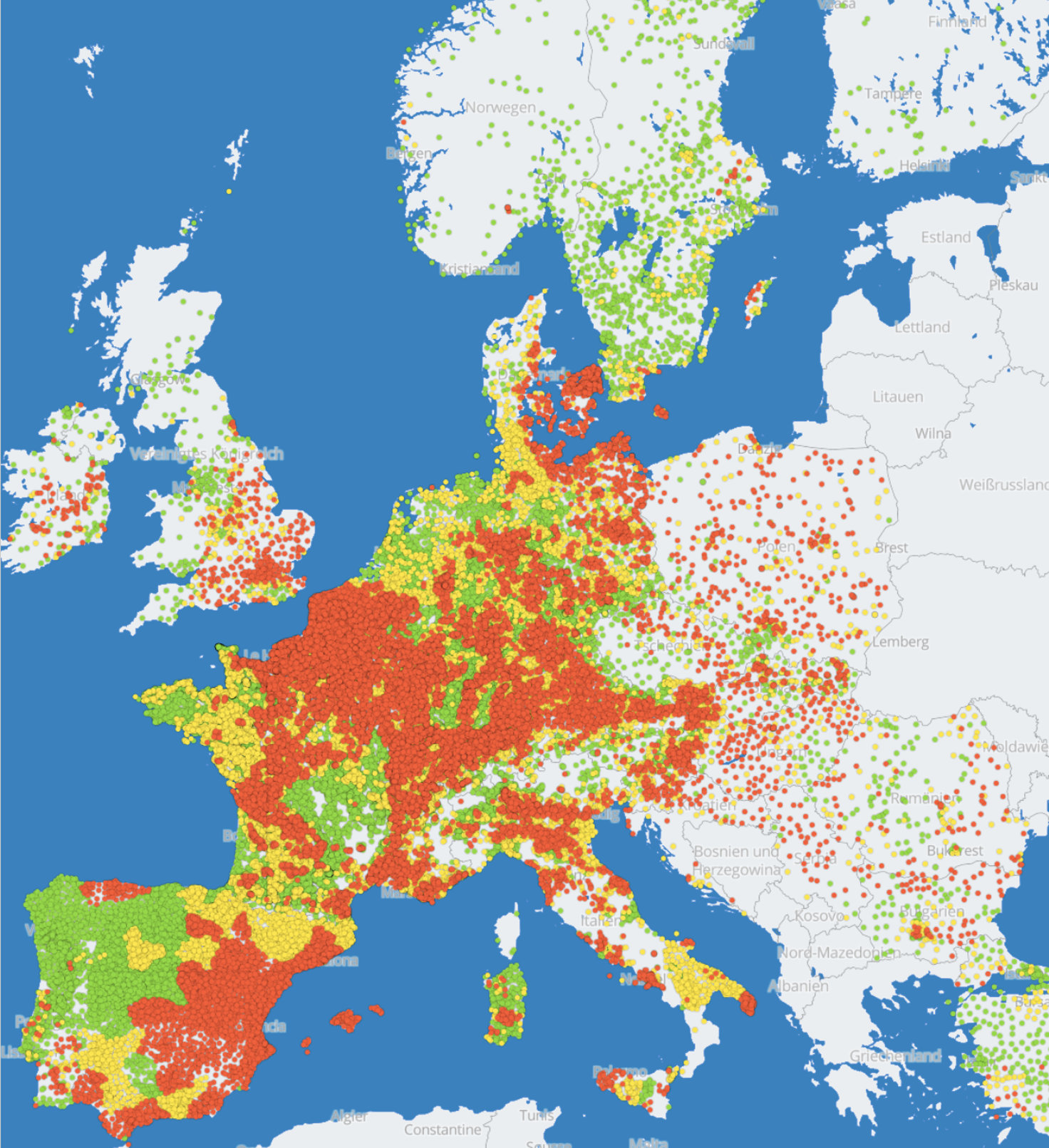 NWasserhärte des Trinkwassers in Europa 2023
