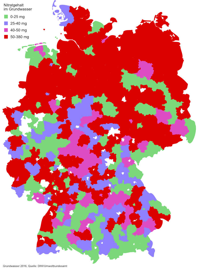 Grundwasserbelastung 2016, Quelle DIW/Umweltbundesamt